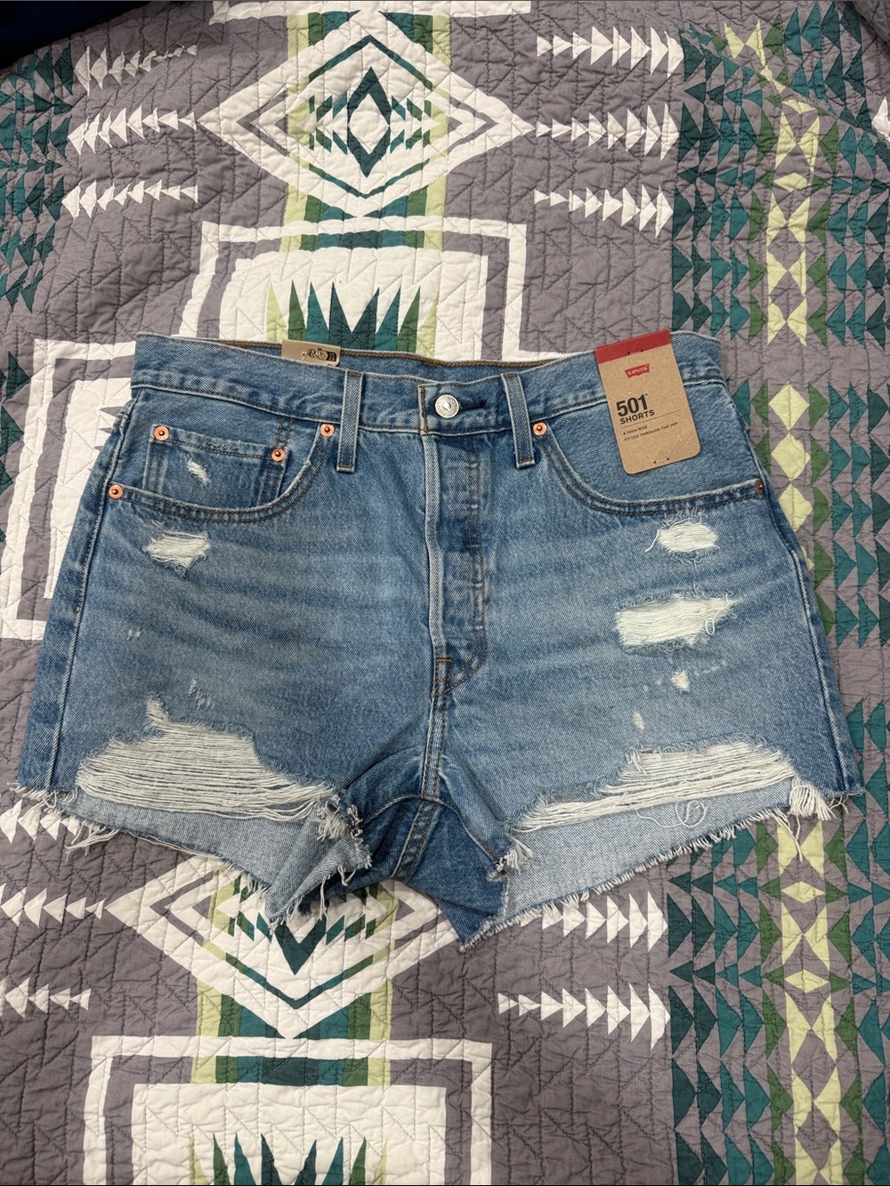 NWT Levi's Distressed Light Blue 501 Cutoff Jean Shorts